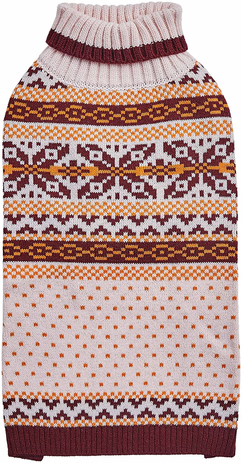 Blueberry Pet Artisan Chic Turtleneck Fair Isle Fall Winter Pullover Dog Sweater in Beige, Back Length 10", Warm Clothes for Small Dogs Animals & Pet Supplies > Pet Supplies > Dog Supplies > Dog Apparel Blueberry Pet Dog Sweater - Chic Beige 22 inch (Pack of 1) 