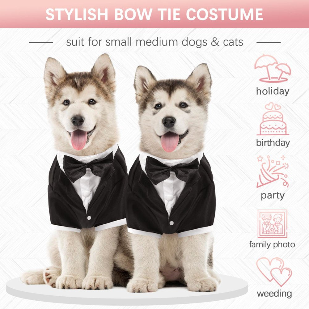 Kuoser Dog Tuxedo Dog Formal Suit with Bow Tie Pet Wedding Shirt,Black,S Animals & Pet Supplies > Pet Supplies > Dog Supplies > Dog Apparel Kuoser   