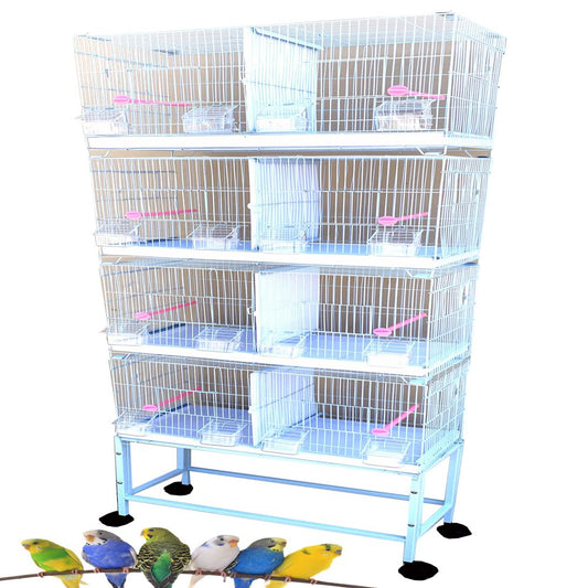 Combo-4 Stack & Lock Double Breeding Breeder Flight Aviary Canary Budgie Bird Quail Cage with Center Wire & Solid Dividers Breeding Nest Doors Rolling Stand Animals & Pet Supplies > Pet Supplies > Bird Supplies > Bird Cages & Stands Mcage   