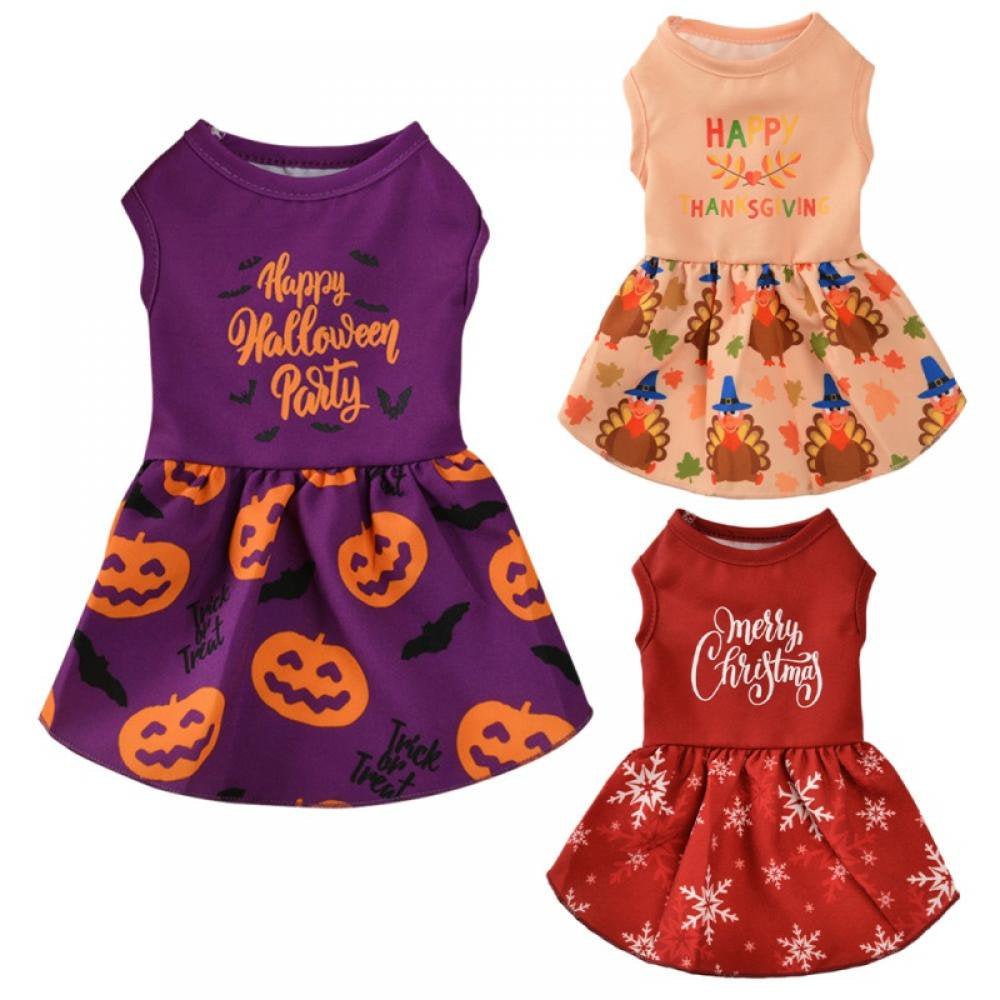 Halloween Pet Dresses Dog Vest Skirt Holiday Thanksgiving Pet Bowknot Dress Christmas Pet Sundress Apparel Printed Princess Dog Cat Dress for Festivals Parties Small Dog Cat Pets Animals & Pet Supplies > Pet Supplies > Cat Supplies > Cat Apparel Canopy   