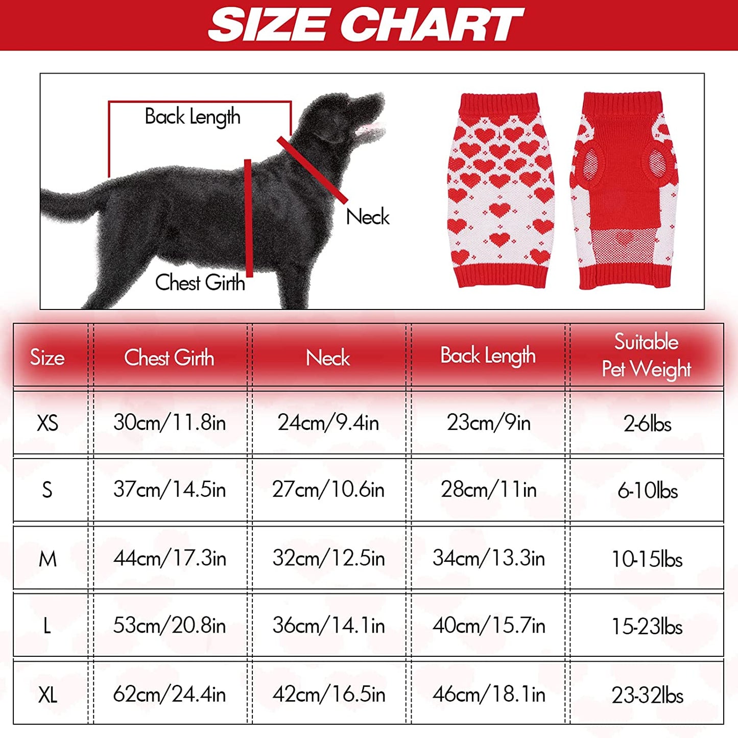 Dora Bridal Dog Sweater for Small Dogs-Love Heart Small Dog Sweater-Knitted Red Dog Sweater Cat Sweater-Pullover Christmas Sweaters for Dogs- Small Dog Sweaters for Girls-Cat Christmas Sweater-L Animals & Pet Supplies > Pet Supplies > Dog Supplies > Dog Apparel DORA BRIDAL   