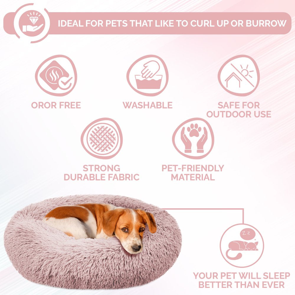 Precious Tails Super Luxe Shaggy Faux Fur Donut Bolster Dog Cat Bed - Small Animals & Pet Supplies > Pet Supplies > Cat Supplies > Cat Beds ENCHANTE ACCESSORIES   