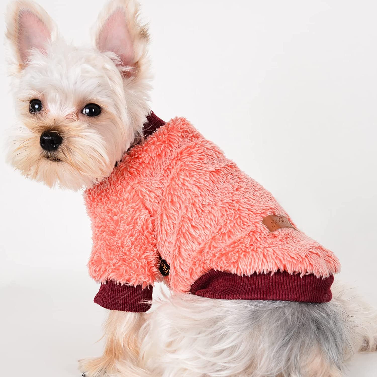 Small Dog Sweaters Chihuahua Fleece Clothes XXS~S Winter Warm Puppy Sweaters Boys Girls Tiny Dog Outfits for Teacup Yorkie Puppies Extra Small Breed Costume (Large Bust 17.71") Animals & Pet Supplies > Pet Supplies > Dog Supplies > Dog Apparel Kosiyi Orange X-Small (1-3 Ib) 