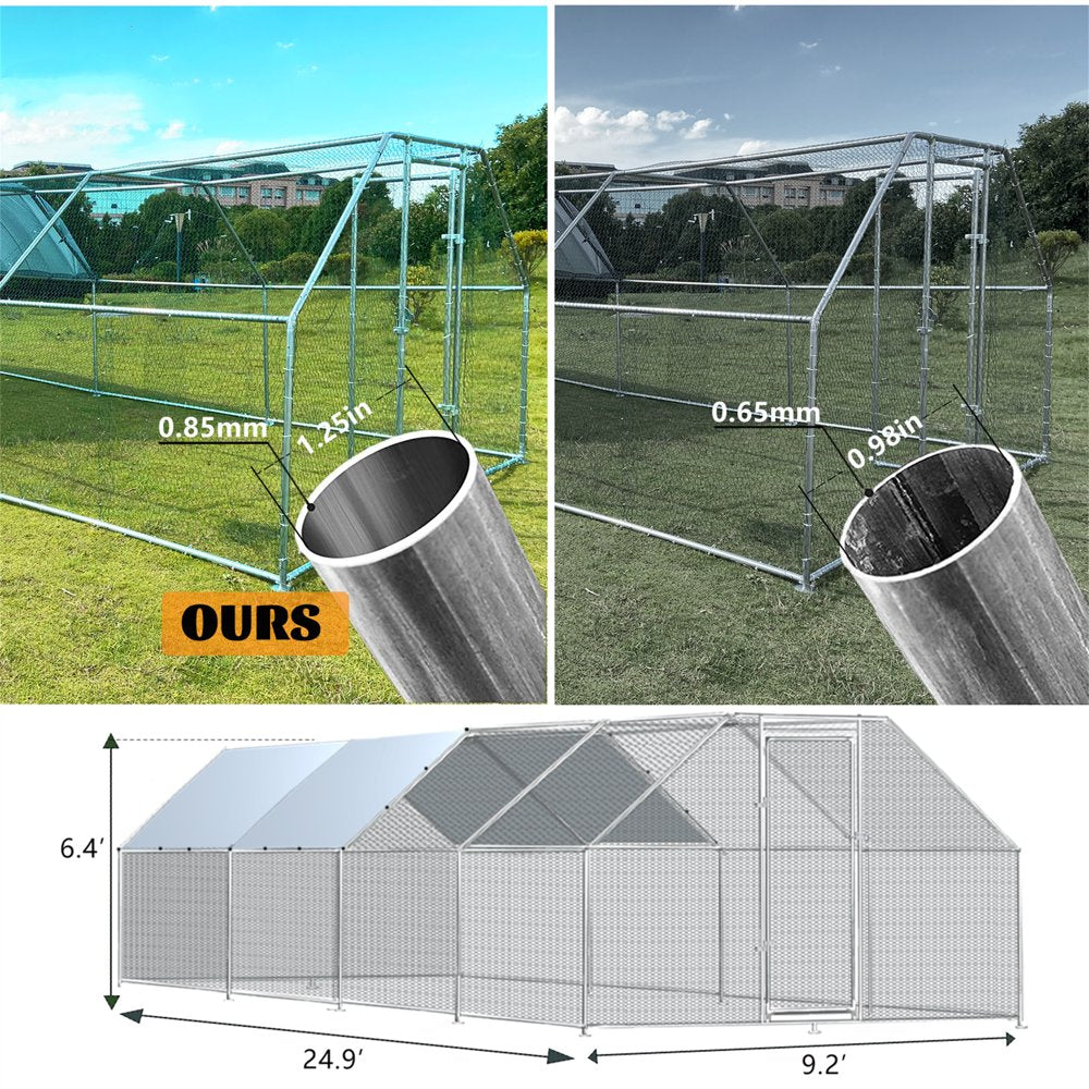 Aukfa Chicken Coop- 25 FT Large Outdoor Chicken Run- Heavy Duty Metal Frame- Flat Roofed Animals & Pet Supplies > Pet Supplies > Dog Supplies > Dog Kennels & Runs AUKFA   