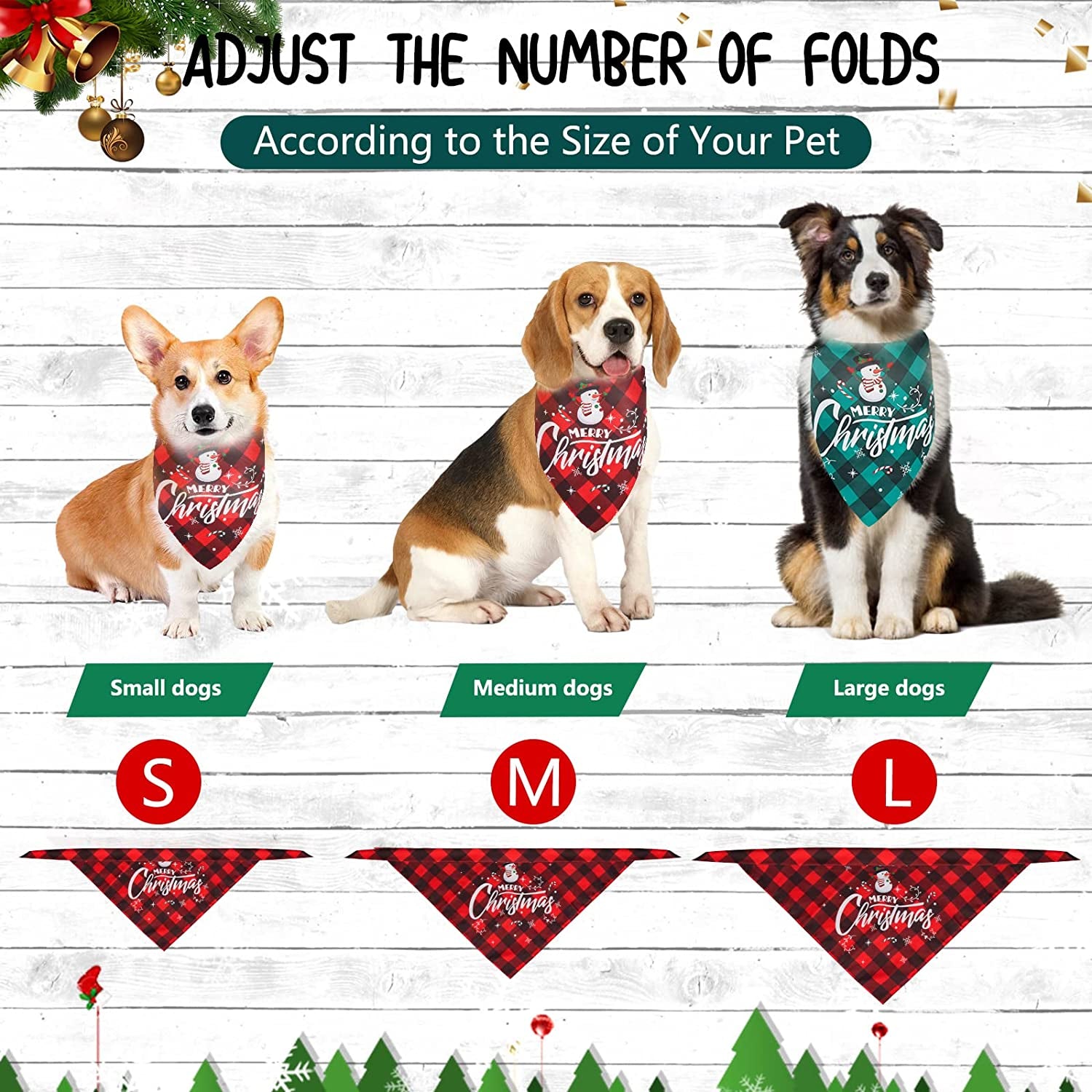 GUOYIHUA Christmas Dog Bandanas, Christmas Dog Bandana Classic Plaid Pet Scarf, Double-Layer Triangle Bibs Kerchief Merry Christmas Pet Bandana for Small Medium Large Dogs Cats Pets (Polyester, 2PCS) Animals & Pet Supplies > Pet Supplies > Dog Supplies > Dog Apparel GUOYIHUA   