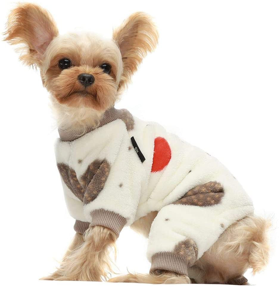 Fitwarm Glasses Reindeer Dog Christmas Outfit Holiday Dog Pajamas Thick Velvet Doggie Coat Puppy Winter Sweater Doggy Soft PJS Pet Cold Weather Clothes Cat Jumpsuits Black Large Animals & Pet Supplies > Pet Supplies > Dog Supplies > Dog Apparel Fitwarm Cream White L 