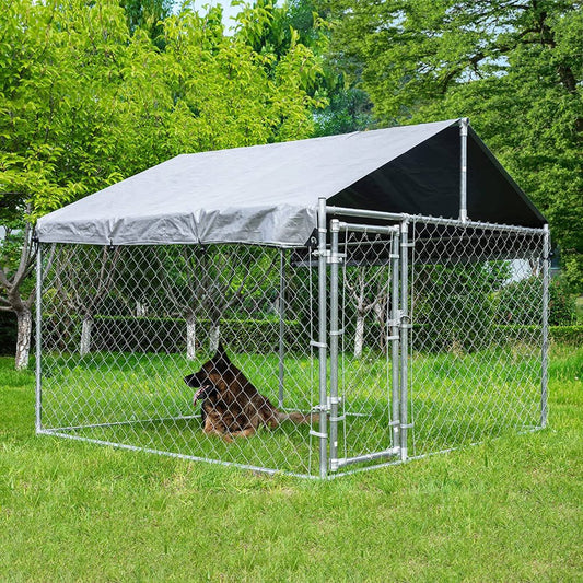 HITTITE Large Outdoor Dog Kennel, Heavy Duty Outdoor Fence Dog Cage, Anti-Rust Dog Pens Outdoor Dog Fence with Waterproof Uv-Resistant Cover and Secure Lock for Backyard 6.76'Lx6.76'Wx5.64'H Animals & Pet Supplies > Pet Supplies > Dog Supplies > Dog Kennels & Runs HITTITE 6.76'L x 6.76'W x 5.64'H  