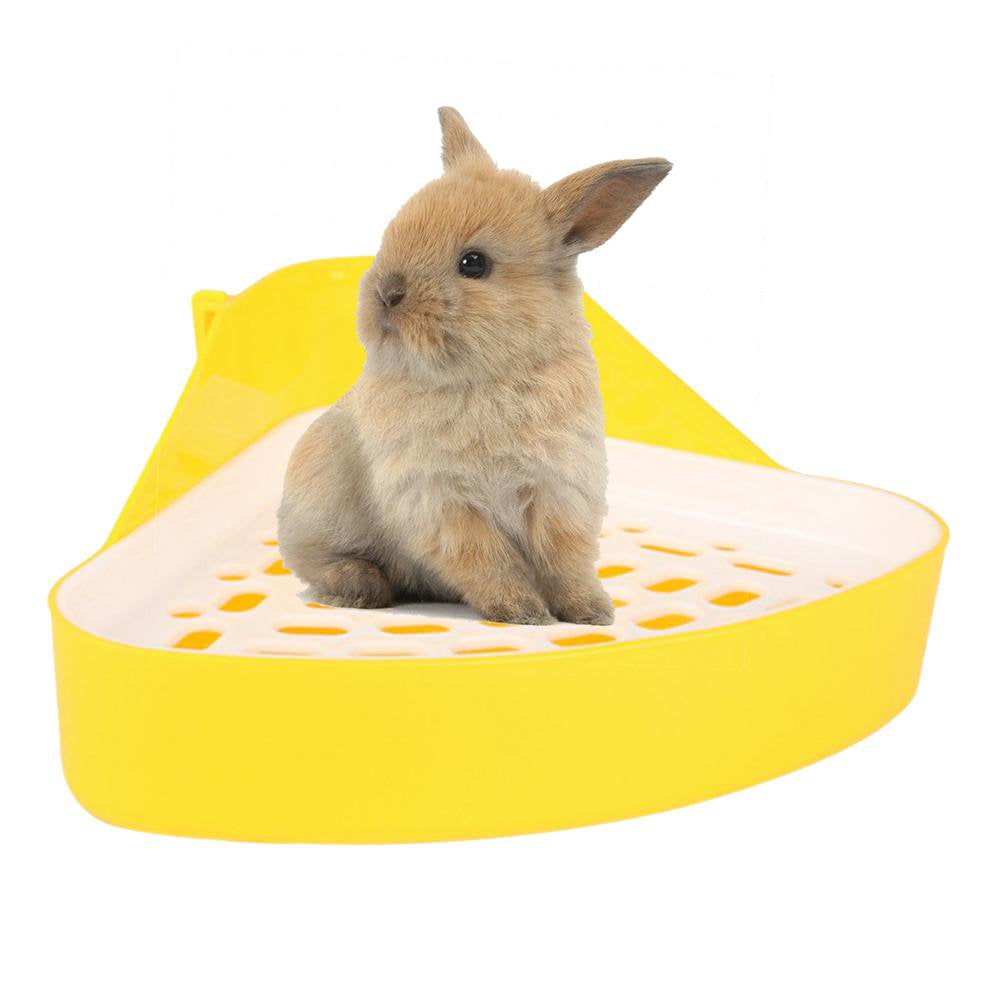 TAONMEISU Bunny Corner Litter Pan Small Animal Litter Cage Potty Trainer Potty Trainer Corner Litter Bedding Box Pet Pan for Small Animals Bunny Enjoyable Animals & Pet Supplies > Pet Supplies > Small Animal Supplies > Small Animal Bedding TAONMEISU Yellow  