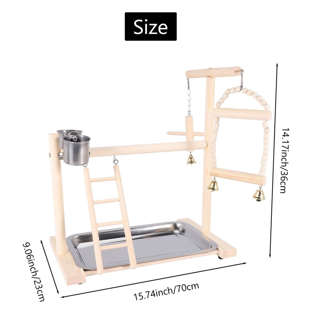 Parrot Playstands with Cup Toys Tray Bird Swing Climbing Hanging Ladder Bridge Wood Cockatiel Playground Bird Perches 53X23X36Cm Animals & Pet Supplies > Pet Supplies > Bird Supplies > Bird Ladders & Perches KOL PET   