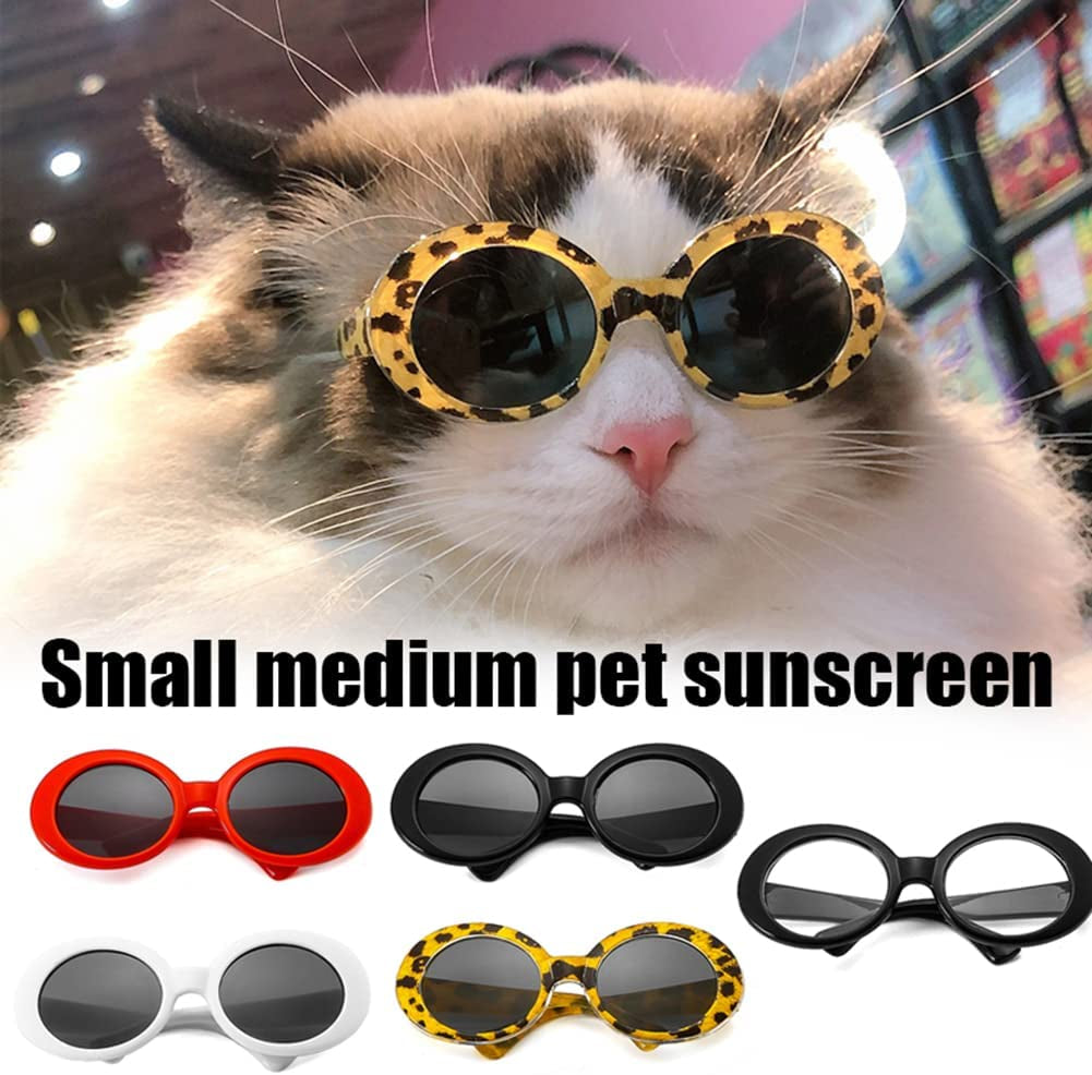 Gigicloud Small Cat Glasses Pet Sunglasses Windproof Dustproof round Dog Glasses Pet Sunglasses for Small Medium Dogs Cats Party Cosplay Costume Photo Prop Animals & Pet Supplies > Pet Supplies > Dog Supplies > Dog Apparel Gigicloud   