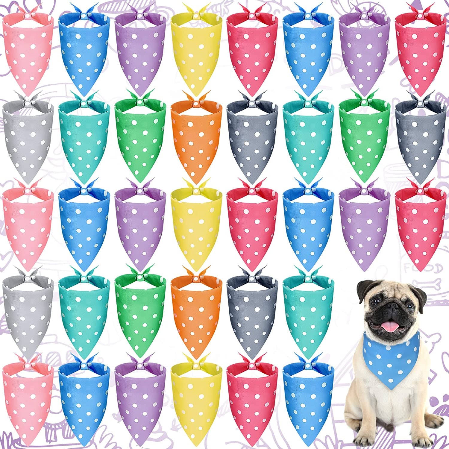 20 Pieces Dog Bandana Dog Bandanna Point Adjustable and Washable Dog Triangle Scarf Dog Kerchiefs Dog Bib Accessories for Small to Medium Dog Puppy Cat (Polka Dots) Animals & Pet Supplies > Pet Supplies > Dog Supplies > Dog Apparel Frienda Polka Dots  