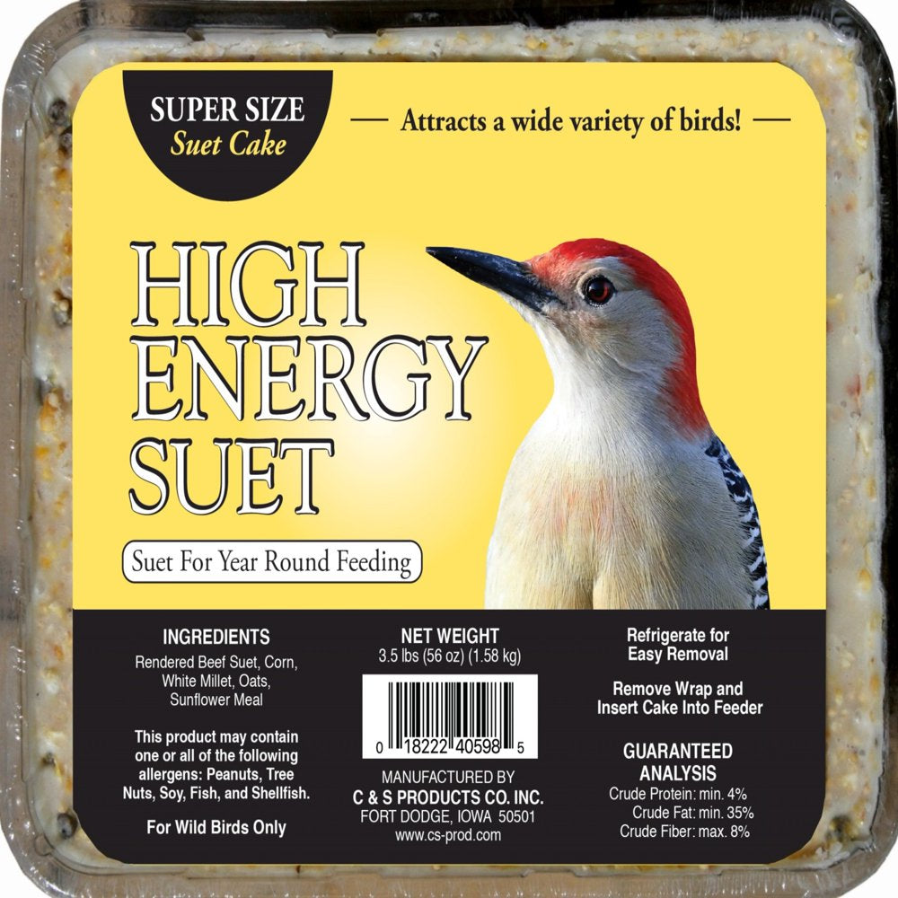 C&S High Energy Large Suet, Super Sized, 3.5 Lb Cake, Wild Bird Food Animals & Pet Supplies > Pet Supplies > Bird Supplies > Bird Food Central Garden and Pet   