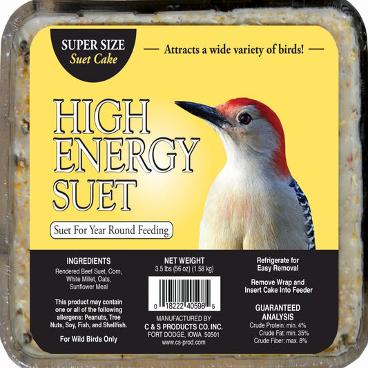 C&S High Energy Large Suet, Super Sized, 3.5 Lb Cake, Wild Bird Food Animals & Pet Supplies > Pet Supplies > Bird Supplies > Bird Food Central Garden and Pet   