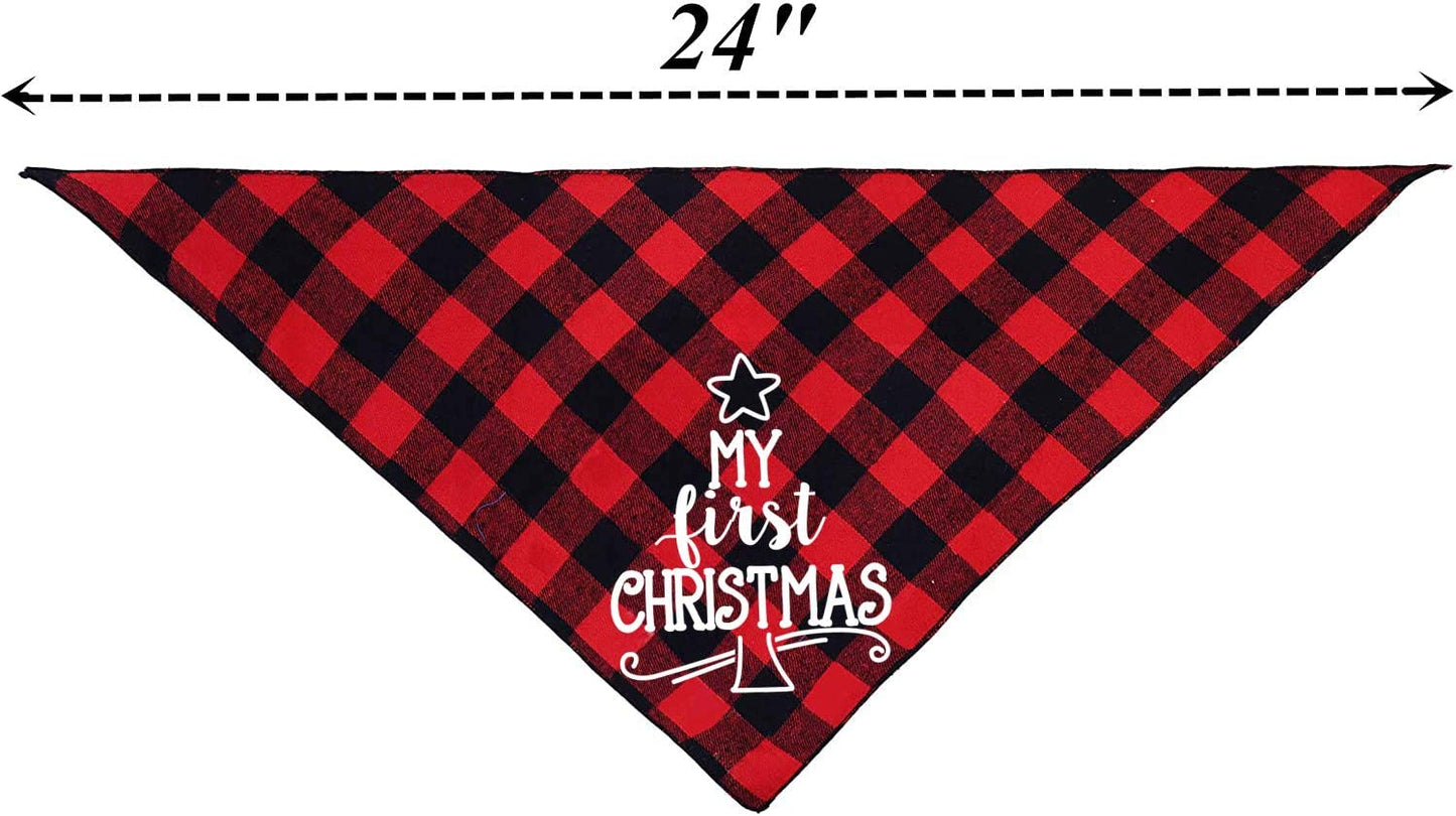 Dog First Christmas Bandana,Red Plaid Xmas Puppy Scarf Animals & Pet Supplies > Pet Supplies > Dog Supplies > Dog Apparel JPB   