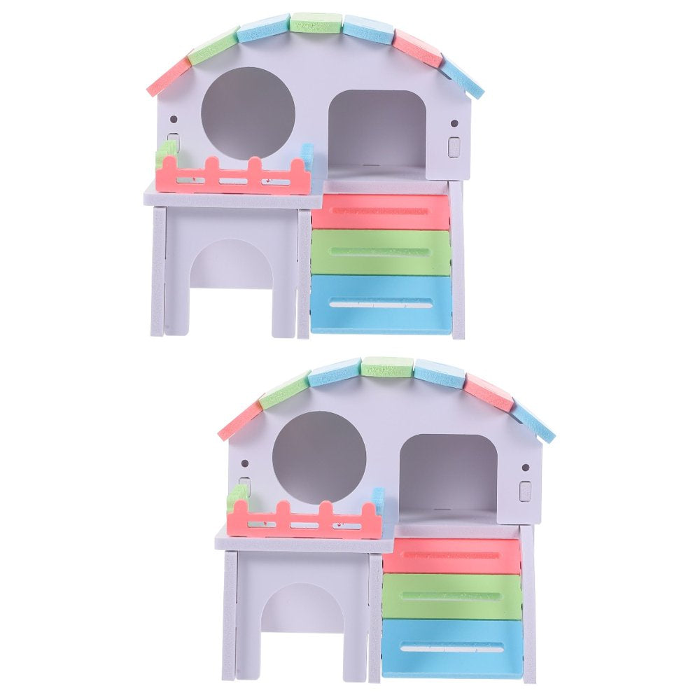 Frcolor Hamster Wooden House Hideout Villa Cabin Rabbit Hut Play Habitat Homes Cages Animal Sleeping Small Pet Wood Castle Rat Animals & Pet Supplies > Pet Supplies > Small Animal Supplies > Small Animal Habitats & Cages FRCOLOR   