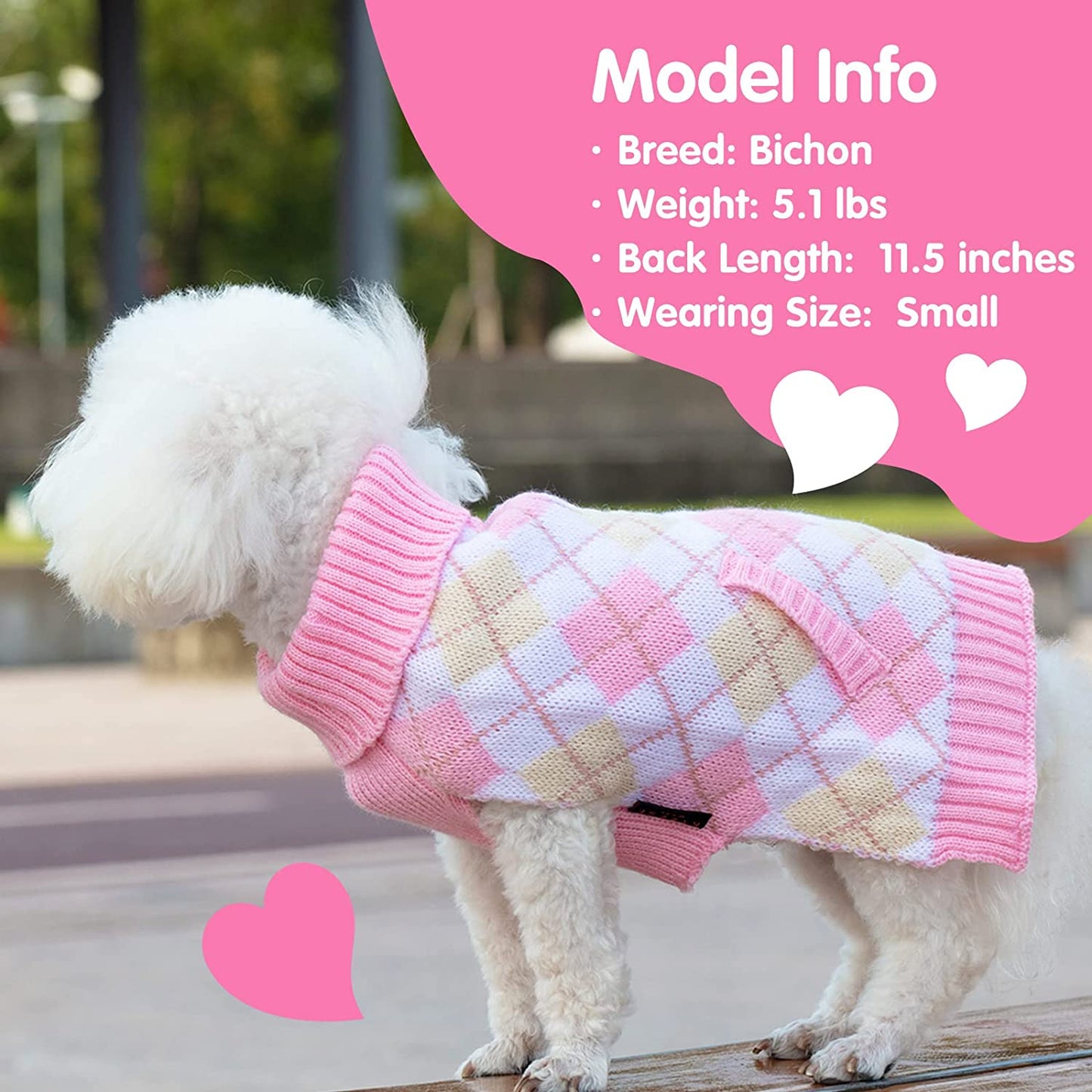 KYEESE Valentines Day Dogs Sweaters for Small Dogs Thicken Turtleneck Pink Doggie Sweater with Leash Hole Knit Pullover Pet Clothes Animals & Pet Supplies > Pet Supplies > Dog Supplies > Dog Apparel kyeese   