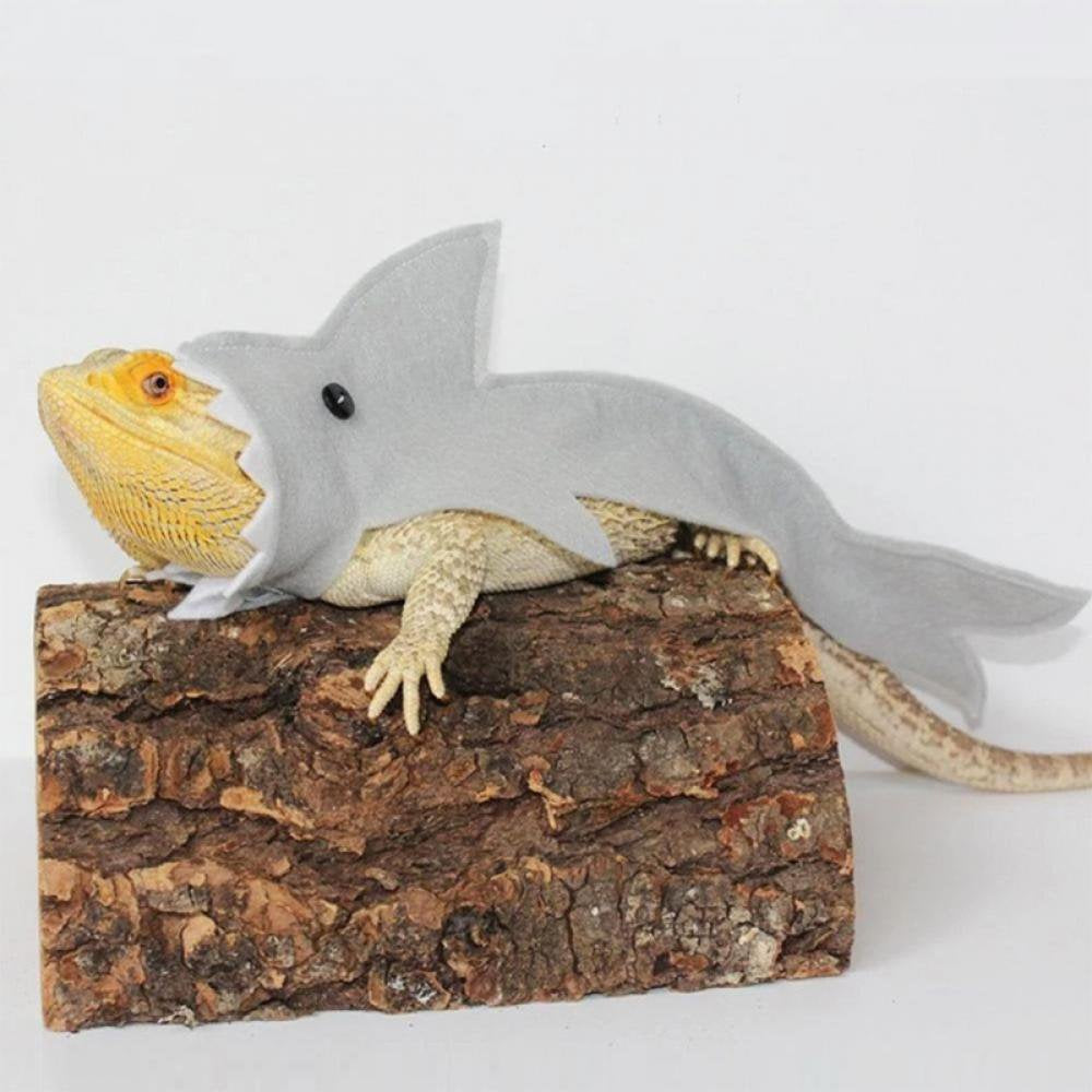 Clearance! Bearded Dragon Shark Outfit Lizard Reptile Shark Costume Handmade Felt Bearded Dragon Harness for Chameleon Gecko Anole Iguana Amphibians, Gray, S Animals & Pet Supplies > Pet Supplies > Dog Supplies > Dog Apparel Peyan   