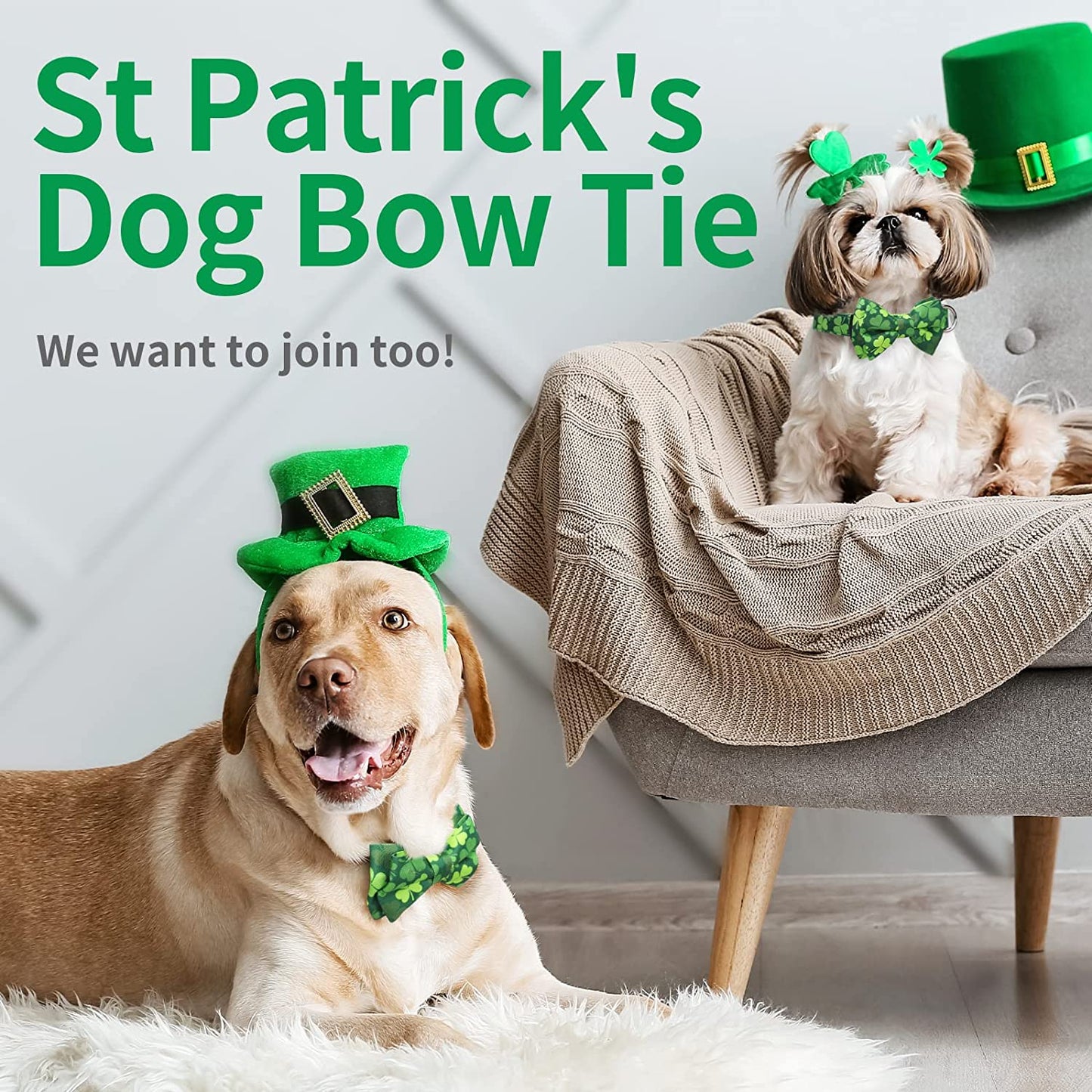 St. Patrick'S Dog Bow Tie Collar, Epesiri Green Dog Collar Bow Tie with Cotton, Adjustable Four Leaf Clovers Dog Neck Bowtie, St Patrick'S Day Holiday Soft Collar for Dogs Cat Small Medium Large Gift Animals & Pet Supplies > Pet Supplies > Dog Supplies > Dog Apparel Epesiri   