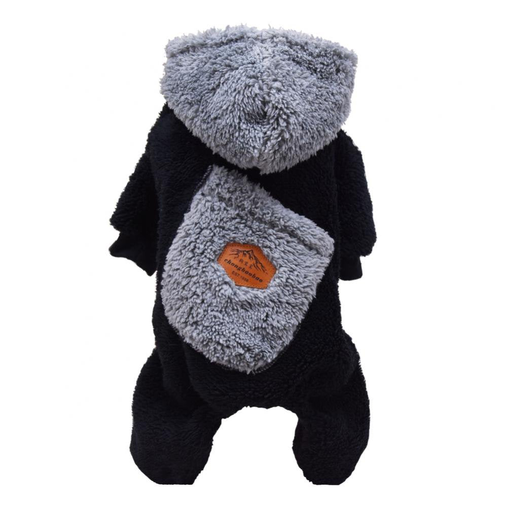 Dog Plush Sweater Hoodies for Winter Thicken Puppy Coat Imitation Fur Warm Dog Apparel Dog Clothes with Pocket for Tiny Small Medium Dogs Animals & Pet Supplies > Pet Supplies > Dog Supplies > Dog Apparel 777447070 S Black 