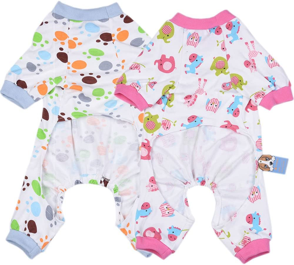 2-Pack Dog Clothes Dogs Cats Onesie Soft Dog Pajamas Cotton Puppy Rompers Pet Jumpsuits Cozy Bodysuits for Small Dogs and Cats Animals & Pet Supplies > Pet Supplies > Dog Supplies > Dog Apparel HL   