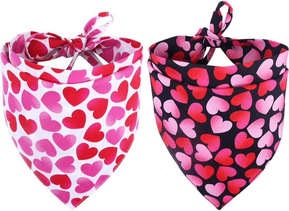 KZHAREEN 2 Pack Valentine'S Day Dog Bandana Reversible Triangle Bibs Scarf Accessories for Dogs Cats Pets Small Animals & Pet Supplies > Pet Supplies > Dog Supplies > Dog Apparel KZHAREEN   