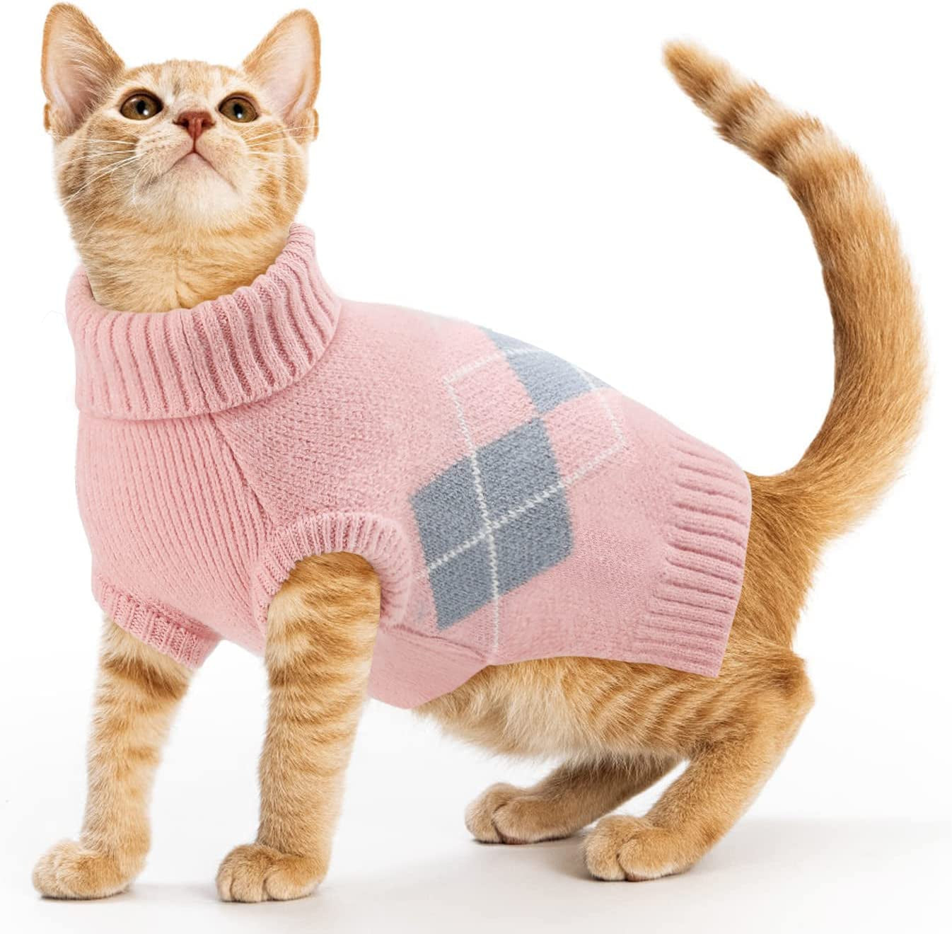 ALAGIRLS Winter Dog Sweater Warm Puppy Clothes,Classic Turtleneck Plaid Cat Sweater,Pullover Christmas Holiday Pet Outfits Apparel for Large Dogs,Pink L Animals & Pet Supplies > Pet Supplies > Dog Supplies > Dog Apparel ALA Pink Medium 