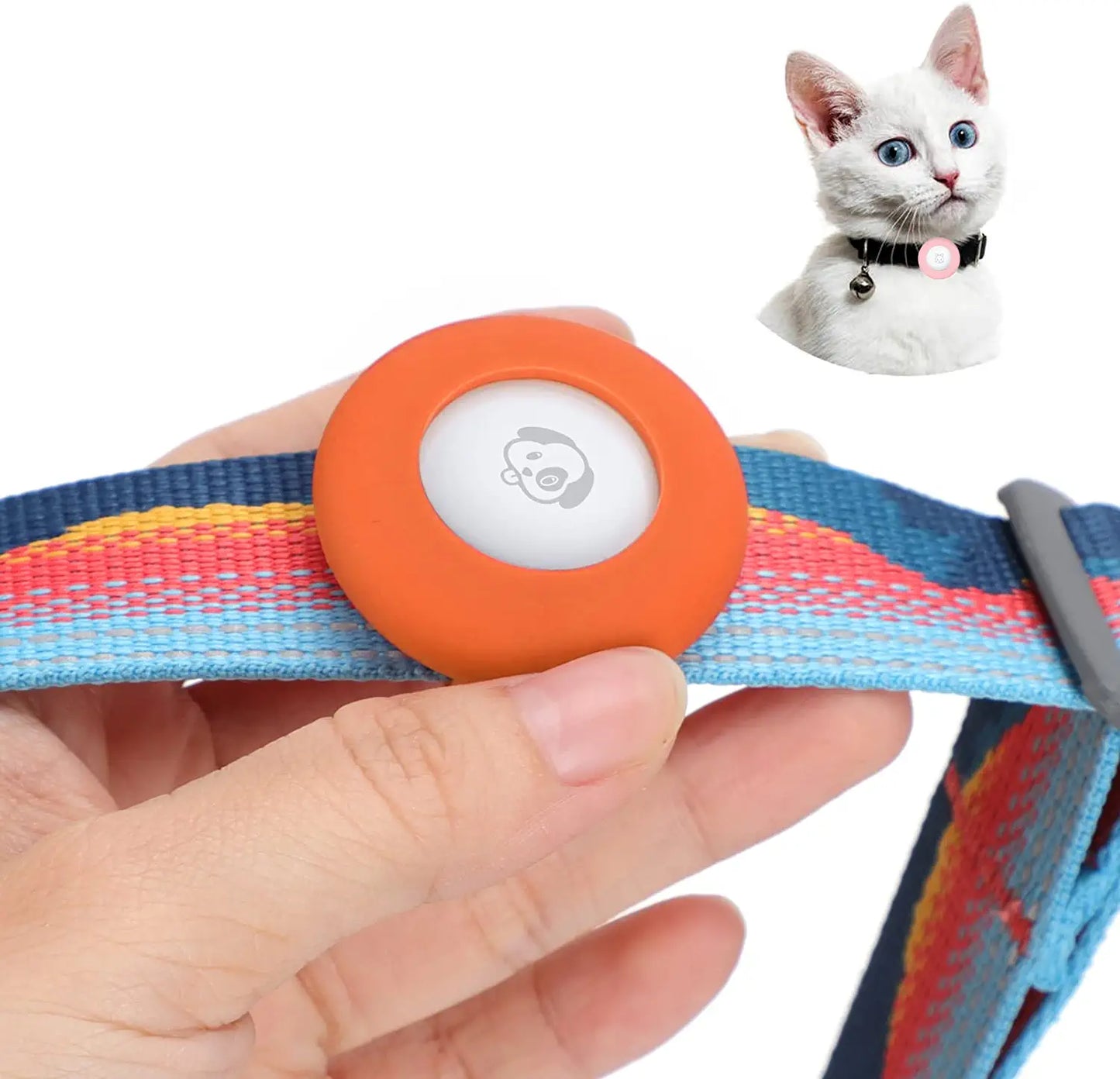 Airtag Dog Collar Holder Silicone Pet Collar Case for Apple Airtags, Anti-Lost Air Tag Holder Compatible with Small Wide Cat Dog Collars (Large:For Dog Collar 0.8-1.1 Inch, Black) Electronics > GPS Accessories > GPS Cases PANZZDA Orange Small:for cat collar 0.4-0.6 inch 
