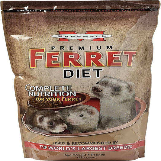 Marshall Pet Products Natural Complete Nutrition Premium Ferret Diet Food with Real Chicken Protein, Highly Digestible, 4 Lbs Animals & Pet Supplies > Pet Supplies > Small Animal Supplies > Small Animal Food Marshall Pet Products 4 Pound (Pack of 1)  