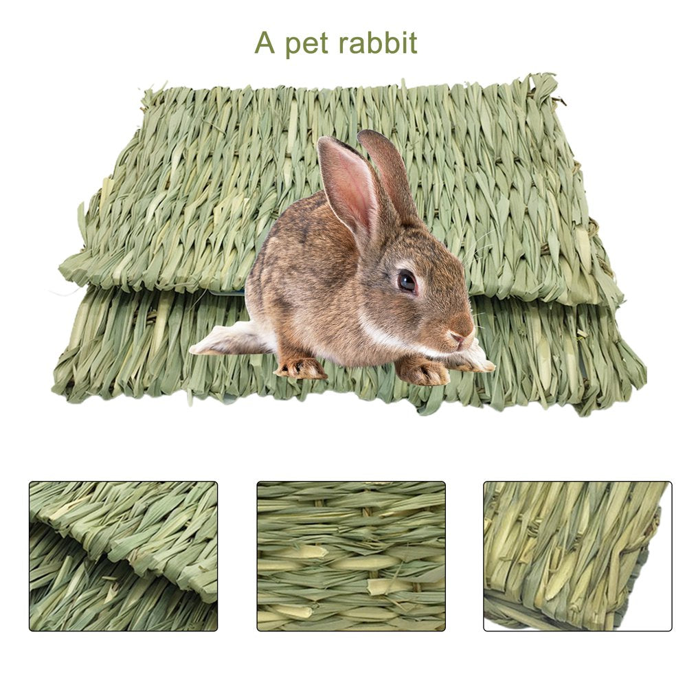 Bigstone Rabbit Mat Square Shape Breathable Grass Woven Small Animal Sleeping Pad Pet Supplies