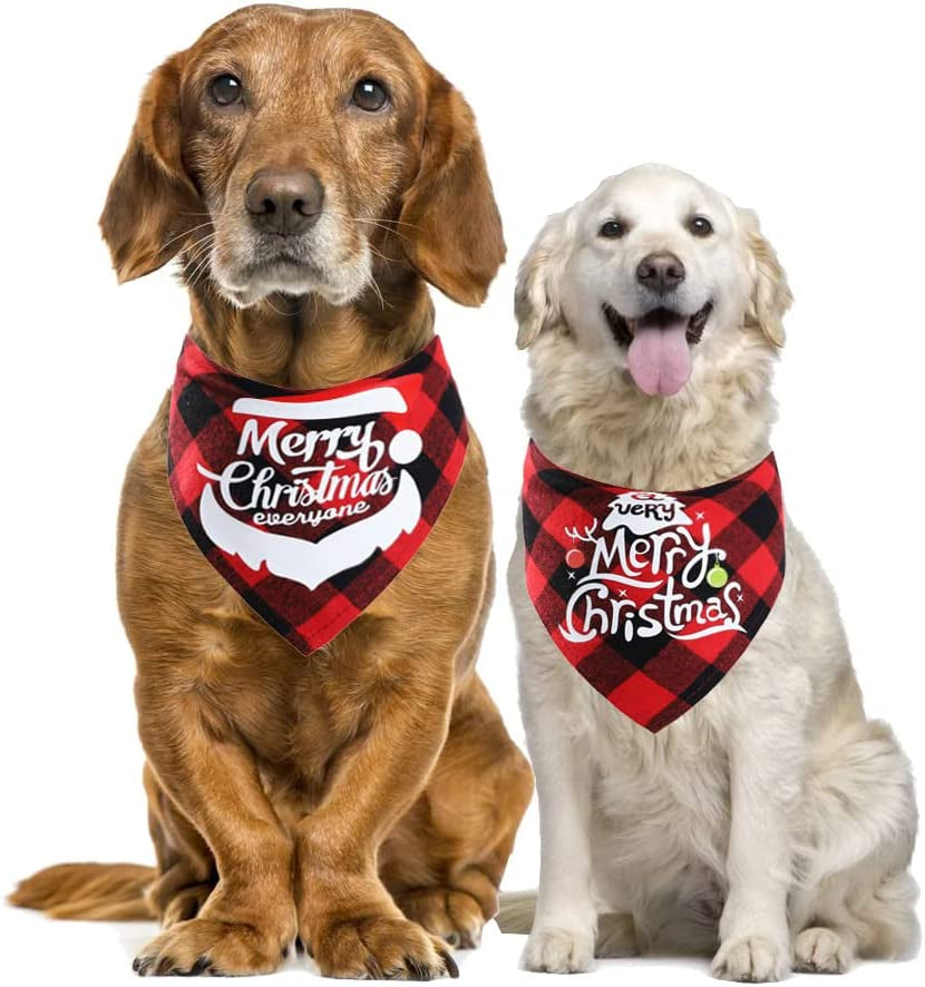 BECHANMIG Christmas Dog Bandanas 3 PCS, Pet Plaid Scarf Classic Triangle Bibs, Washable Pet Neckerchief for Xmas Party Supplies, Christmas Scarf for Small Medium Large Dogs, B Middle Animals & Pet Supplies > Pet Supplies > Dog Supplies > Dog Apparel BECHANMIG   