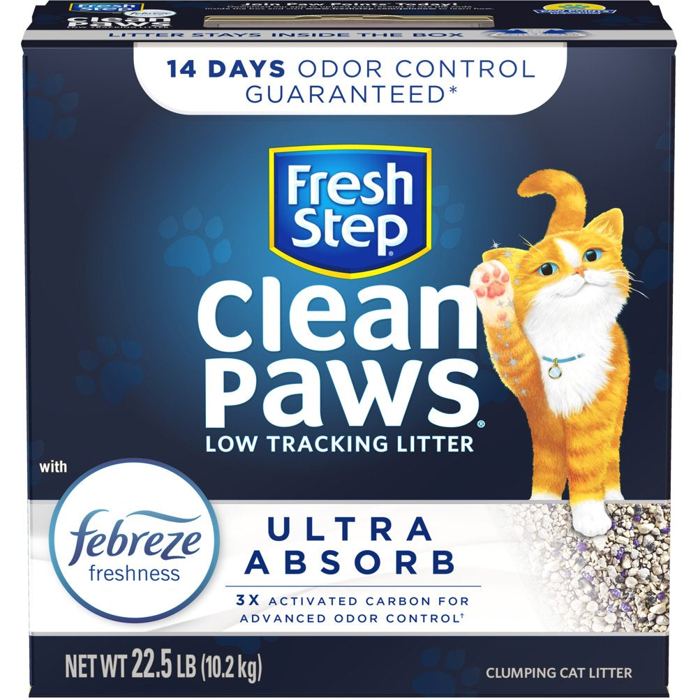 Fresh Step Clean Paws Ultra Absorb Clumping Cat Litter with the Power of Febreze - 22.5 Pounds