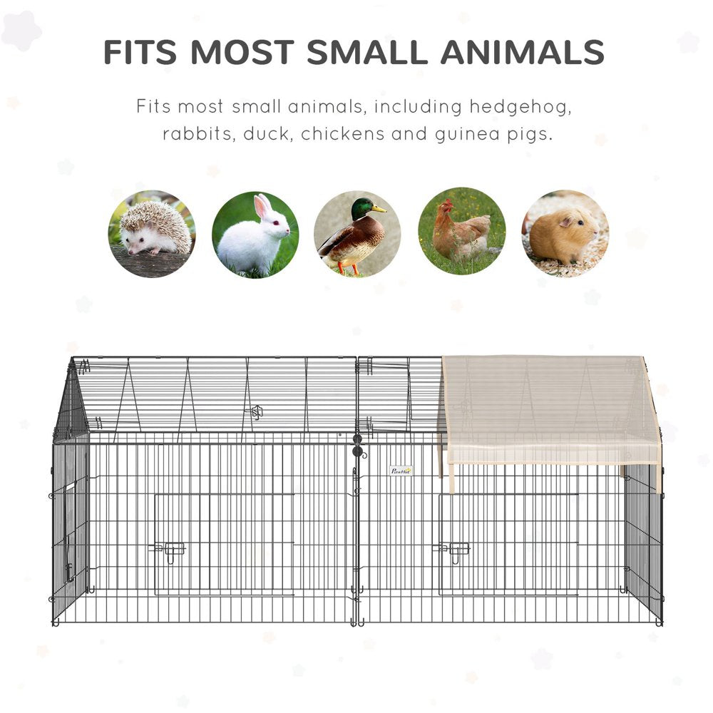 Pawhut Metal Pet Enclosure Small Animal Playpen Run, Black & White, 87" X 41" Animals & Pet Supplies > Pet Supplies > Dog Supplies > Dog Kennels & Runs Pawhut   