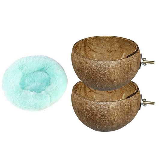 Deoxygene Small Animals Coconut Shell Feeder,Rabbit Feeding Bowls Bird Coconut Breeding Nest House Hut Cage Bed for Rabbit Animals & Pet Supplies > Pet Supplies > Small Animal Supplies > Small Animal Bedding 500166901   