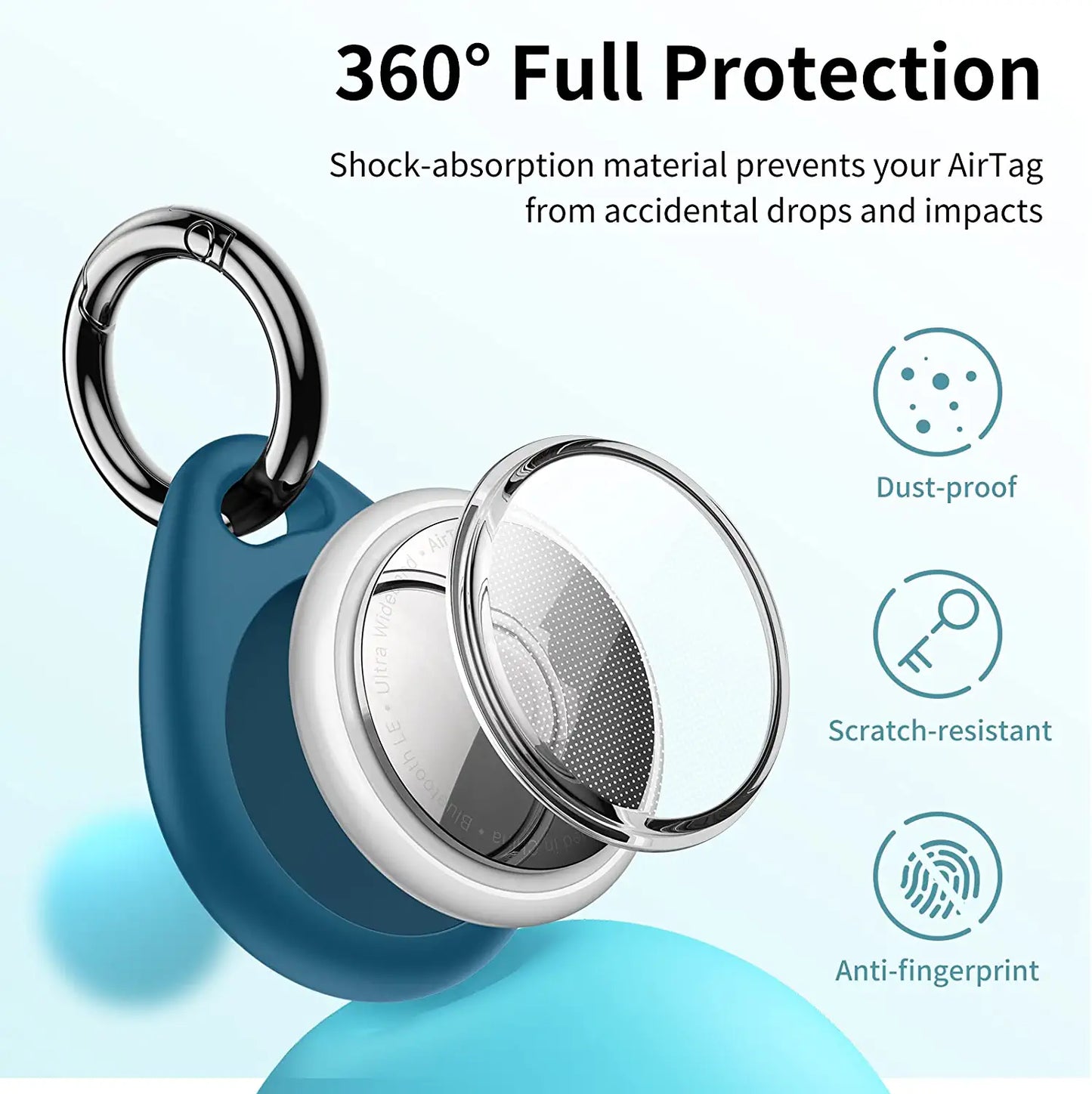 Unbreakcable 4-Pack Airtag Case with Keychain [Lock Design][Lightweight][ Scratch Protection], Secure Holder Protective Case for Keys, Bags, Luggage, and Pet Collar (Brown&Blue) Electronics > GPS Accessories > GPS Cases UNBREAKcable   