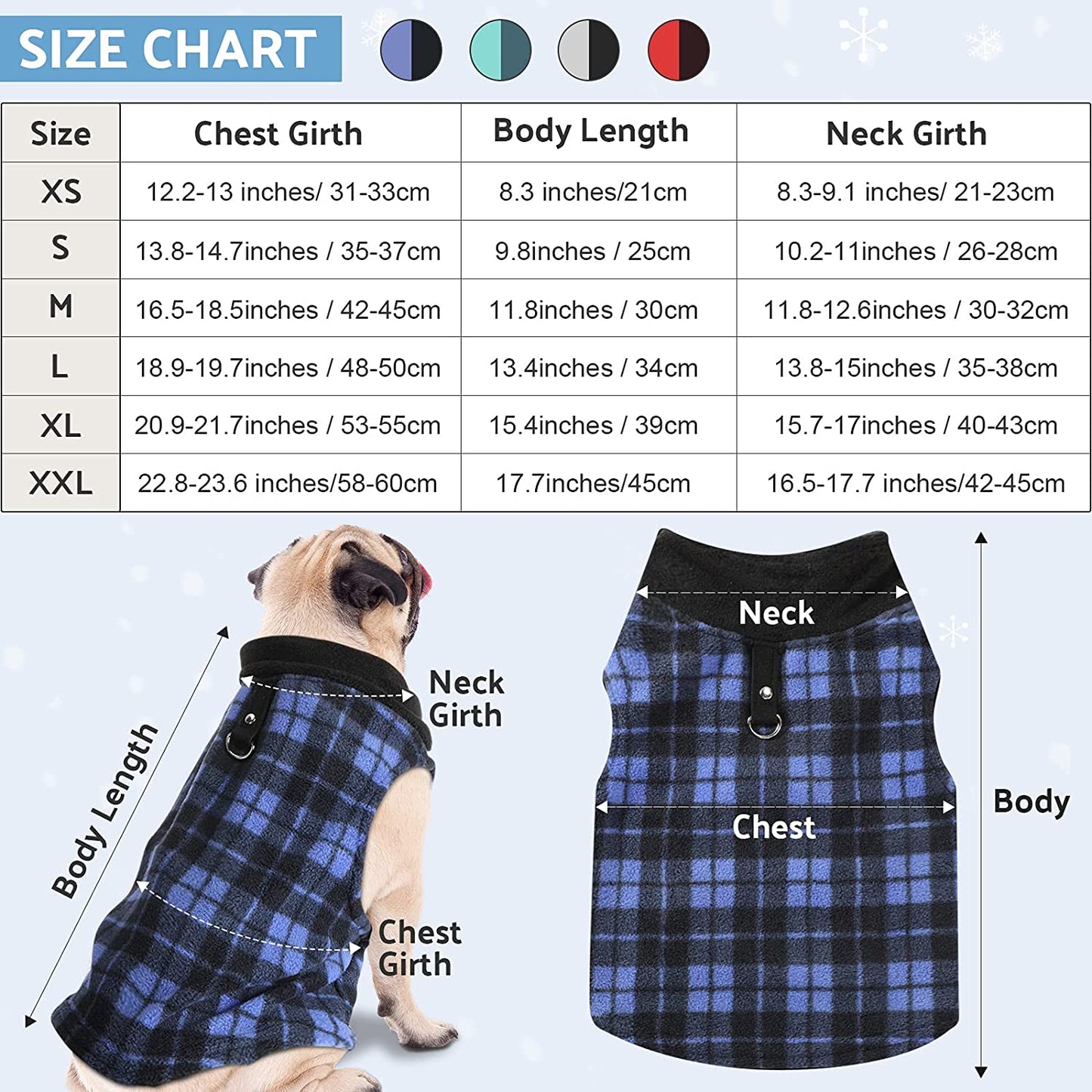 4 Pieces Winter Fabric Dog Sweater with Leash Ring Fleece Vest Dog Pullover Jacket Warm Pet Dog Clothes for Puppy Small Dogs Cat Chihuahua Boy (Plaid Pattern, XS) Animals & Pet Supplies > Pet Supplies > Dog Supplies > Dog Apparel Weewooday   