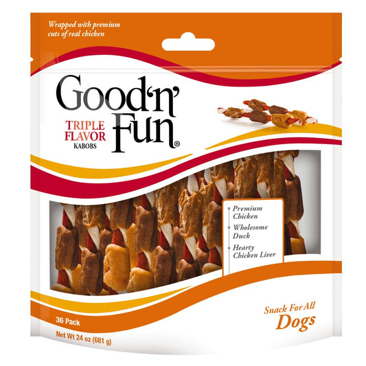 Good 'N' Fun Triple Flavor Kabobs Rawhide Dog Chews, 24 Oz. (36 Count) Animals & Pet Supplies > Pet Supplies > Dog Supplies > Dog Treats Spectrum Brands Pet LLC   