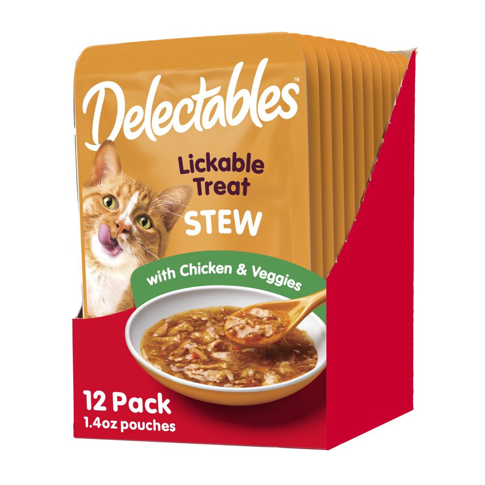 Hartz Delectables Stew Lickable Wet Cat Treats Variety Pack, 12 Pack Animals & Pet Supplies > Pet Supplies > Cat Supplies > Cat Treats Hartz Mountain Corp Chicken & Veggies 12 