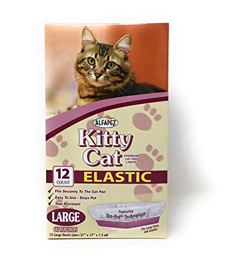 Alfapet Kitty Cat Litter Box Disposable, Elastic Liners- 12-Count-For Medium and Large, Size Litter Pans- with Sta-Put Technology for Firm, Easy Fit- Quick + Clever Waste Cleaners Animals & Pet Supplies > Pet Supplies > Cat Supplies > Cat Litter Box Liners Alfapet   