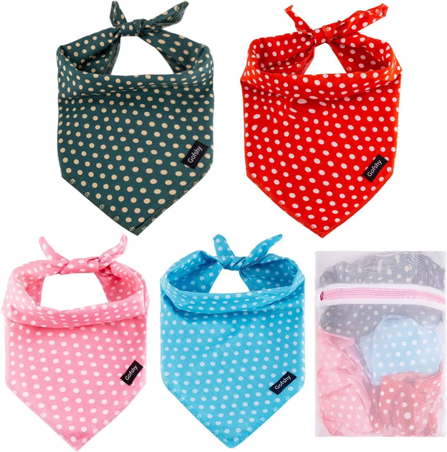 Gofshy Christmas Dog Bandanas-5Pcs Birthday Gift Puppy Bandana Vibrant Color Plaid Printing Adjustable Dog Scarf Bib Handkerchief Accessories for Small Medium Large Dog Cat (Bright)-M Animals & Pet Supplies > Pet Supplies > Dog Supplies > Dog Apparel Gofshy Red Brown Blue Black Medium 