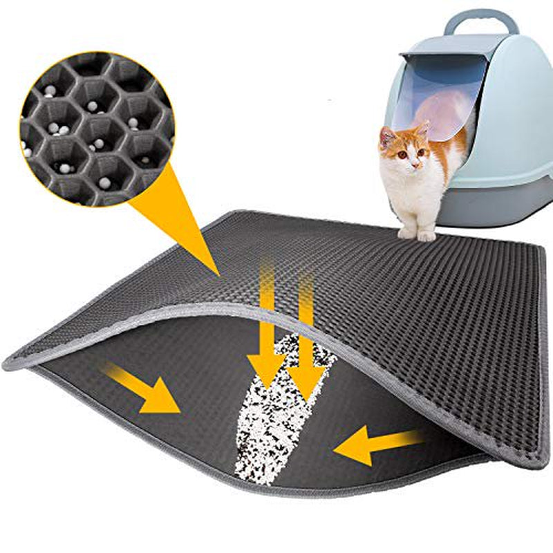 Letoo Cat Litter Mat Grey Trapping for Litter Box, No-Toxic & Large, Urine & Waterproof, Honeycomb Double Layer anti Tracking Kitty Mats, No Phthalate, Washable Easy Clean, Scatter Control, 24" X 15" Animals & Pet Supplies > Pet Supplies > Cat Supplies > Cat Litter Box Mats Letoo   