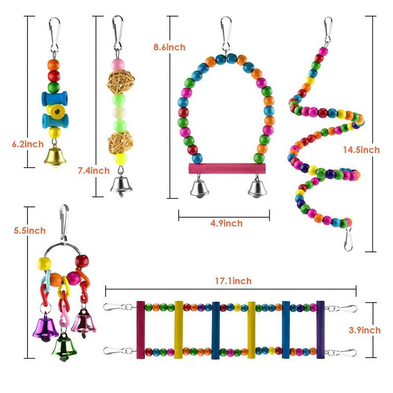 Luonfels Bird Toys Birds Perches Swing 6 Packs Bird Cage Perch for Cockatiels Parrot Parakeet Accessories Animals & Pet Supplies > Pet Supplies > Bird Supplies > Bird Cage Accessories Luonfels   