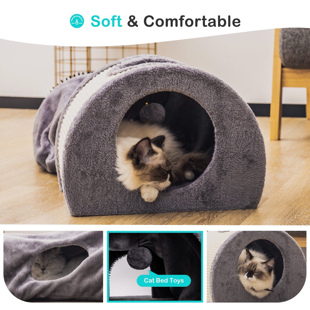 Cat Tunnel Bed Inlife Cat Scratching Bed with Self Groomer Massager Plush Balls Collapsible for Indoor Cats Animals & Pet Supplies > Pet Supplies > Cat Supplies > Cat Beds Inlife   