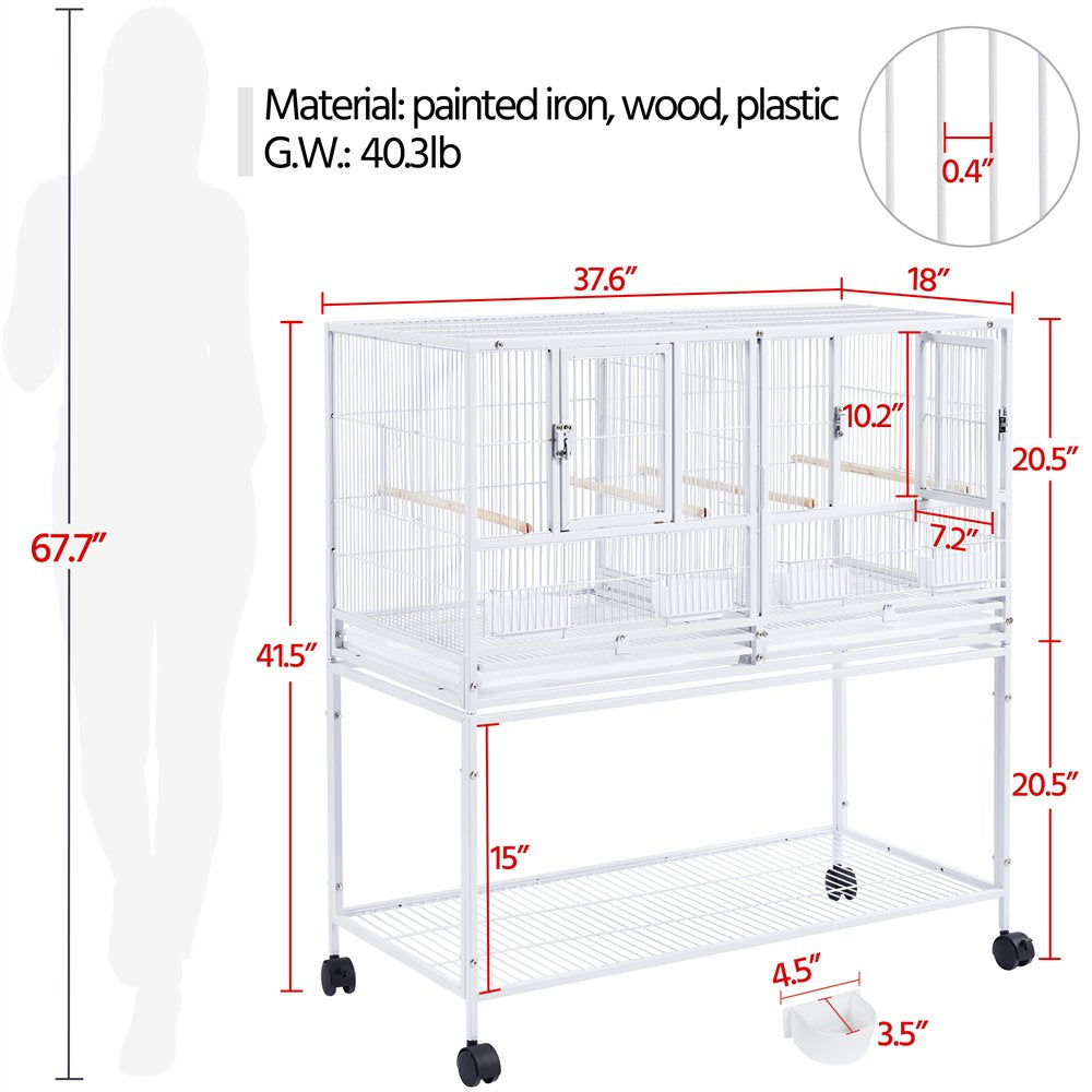 Topeakmart Stackable Wide Birdcage Divided Breeder Cage with Rolling Stand, White Animals & Pet Supplies > Pet Supplies > Bird Supplies > Bird Cages & Stands Topeakmart   