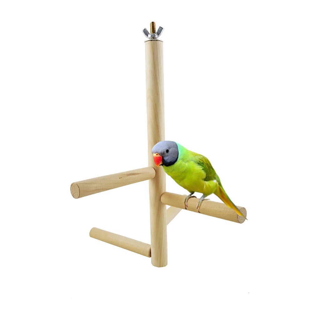 Lohuatrd Pet Bird Parrot 4 Bars Wood Rotating Perches Standing Ladder Rack Play Toy Animals & Pet Supplies > Pet Supplies > Bird Supplies > Bird Ladders & Perches Lohuatrd   