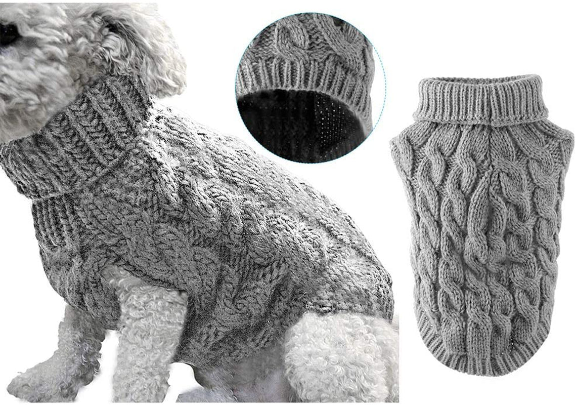 Pet Dog Turtleneck Knitting Sweater Coat Winter Warmer Thickening Pullover Knitwear Crochet Coat Clothes for Small Medium Large Dog Puppy Cat (L, White) Animals & Pet Supplies > Pet Supplies > Dog Supplies > Dog Apparel Winmany1112 Grey Medium 