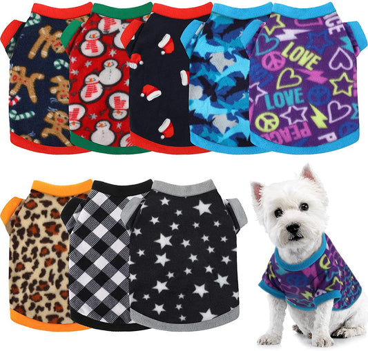 8 Pieces Dog Sweaters Winter Chihuahua Clothes Outfits Dog Warm Shirt Winter Puppy Clothes for Winter Colorful Thickening Dog Pajamas for Pets Pup Dog Cat (Classic Pattern, X-Small) Animals & Pet Supplies > Pet Supplies > Dog Supplies > Dog Apparel Weewooday Classic Pattern X-Small 