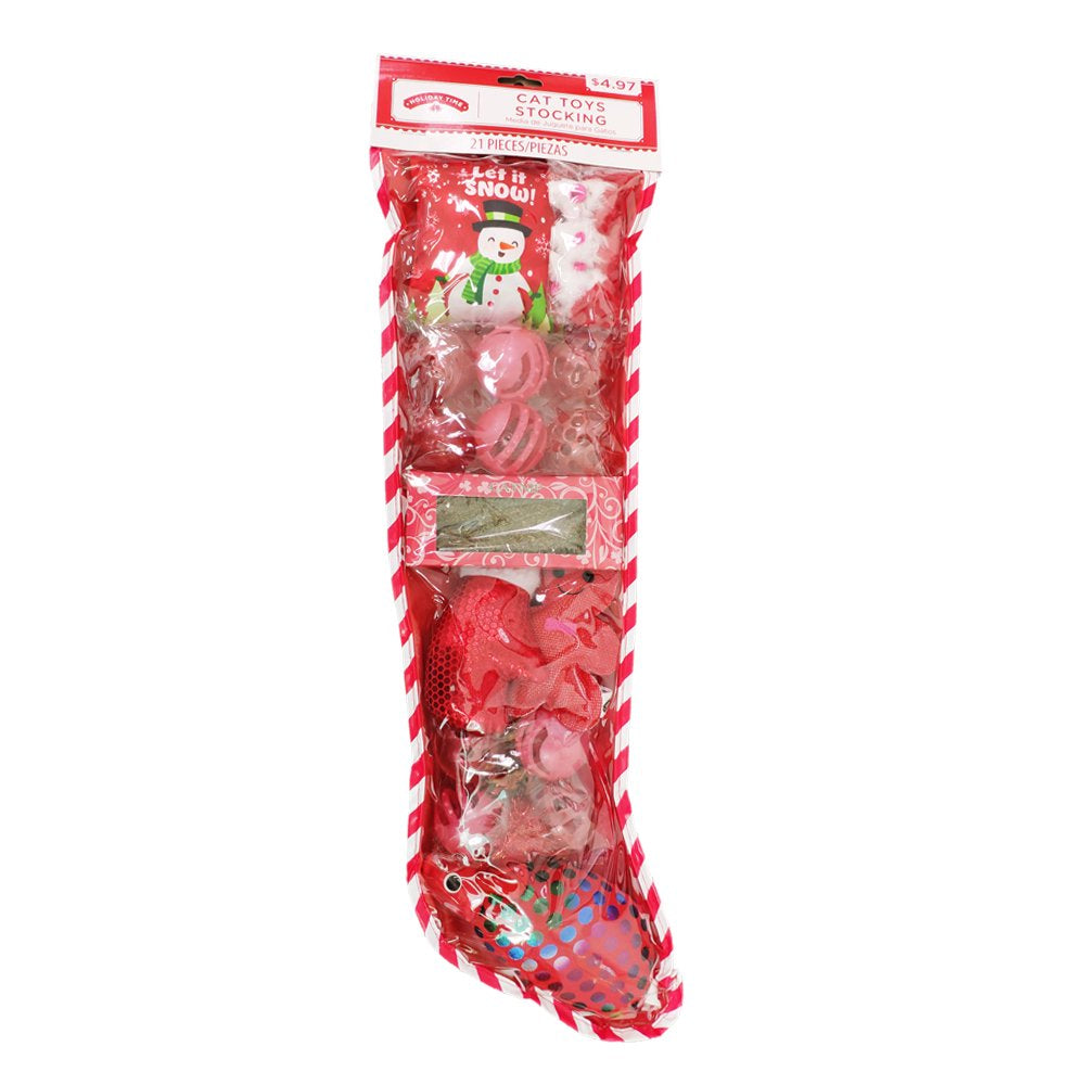 Holiday Time Cat Toys Stocking, 21 Pieces, Pink Animals & Pet Supplies > Pet Supplies > Cat Supplies > Cat Toys IMPORT-POLYTOYS INDUSTRIAL CO Red  