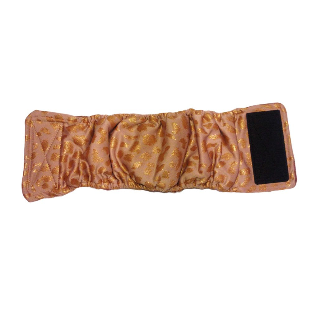 Barkertime Golden Cheetah Washable Dog Belly Band Male Wrap - Made in USA