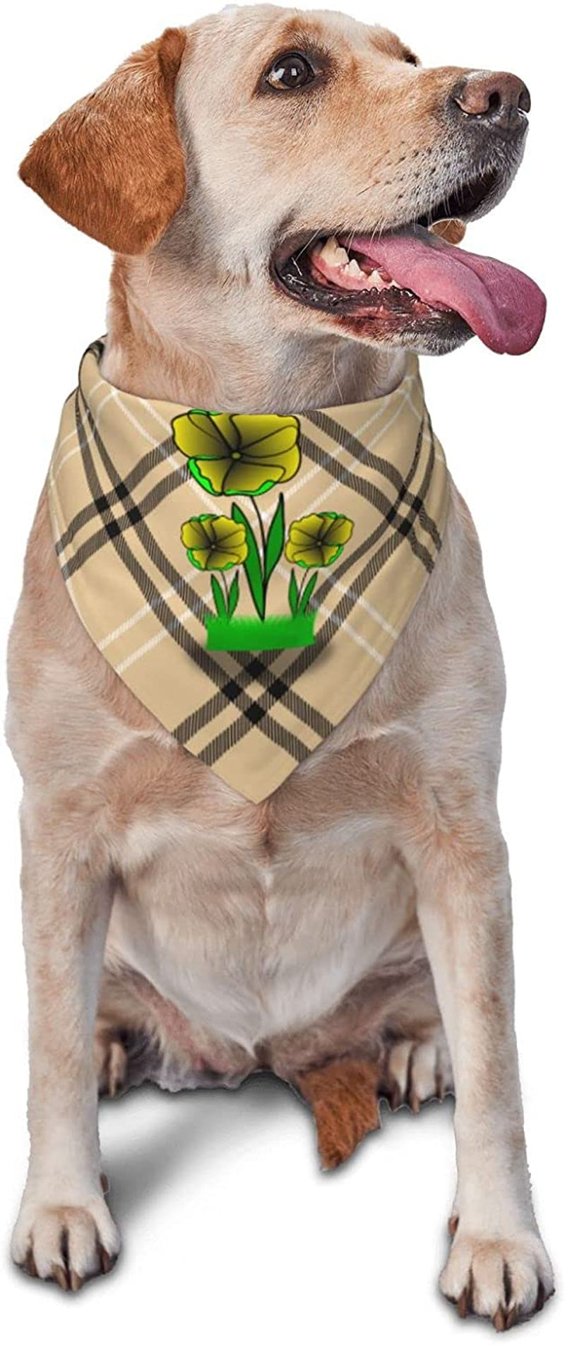 Yellow Flower Green Leaves with Pet Dog and Cat Decorative Triangle Scarf,Dog Bandana,Breathable and Stain Resistant. Animals & Pet Supplies > Pet Supplies > Dog Supplies > Dog Apparel ZALTAS   