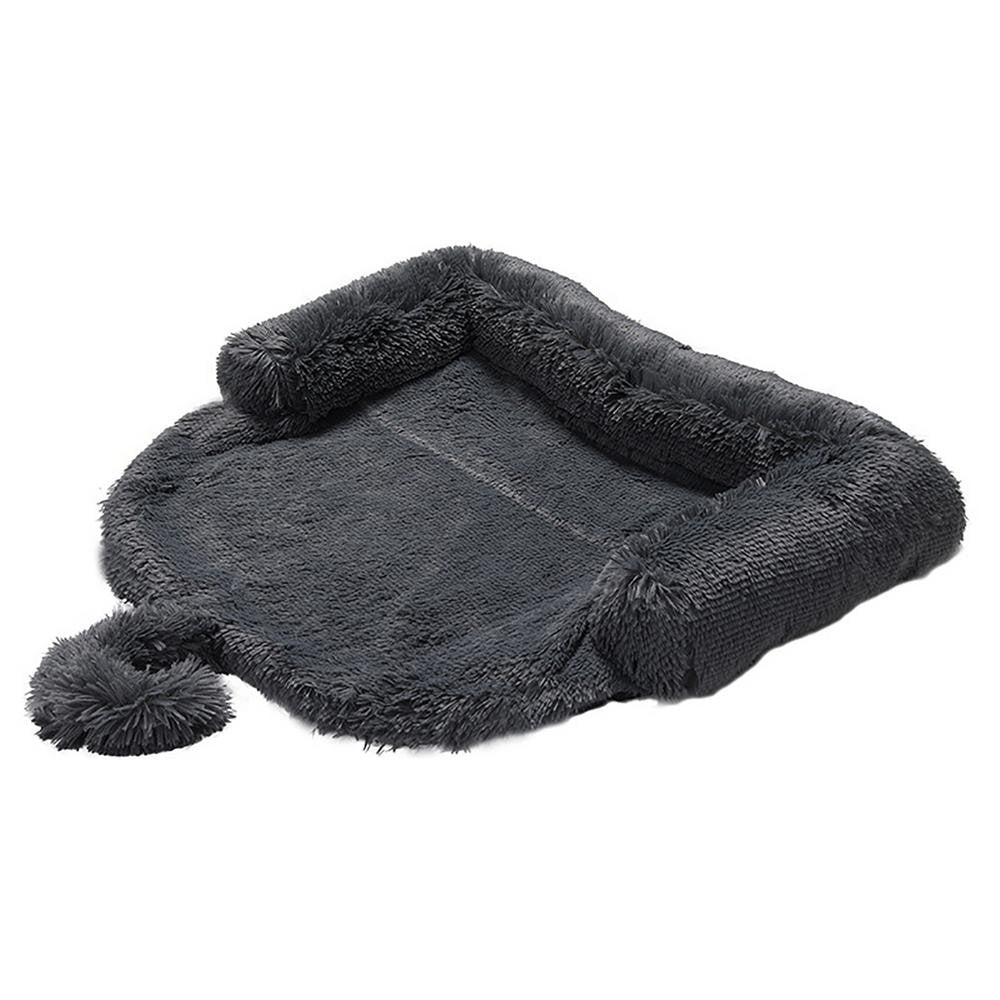 Ankishi Plush Cat Dog Bed, Soft Comfortable Pet Plush Cushion Mats, Sleeping Warming Sofa Beds for Pets, Washable Kennel with Anti-Slip Bottom for Cats Puppy Small Animals Reliable Animals & Pet Supplies > Pet Supplies > Dog Supplies > Dog Kennels & Runs Ankishi D: Dark gray straight detachable 102*90*20cm  